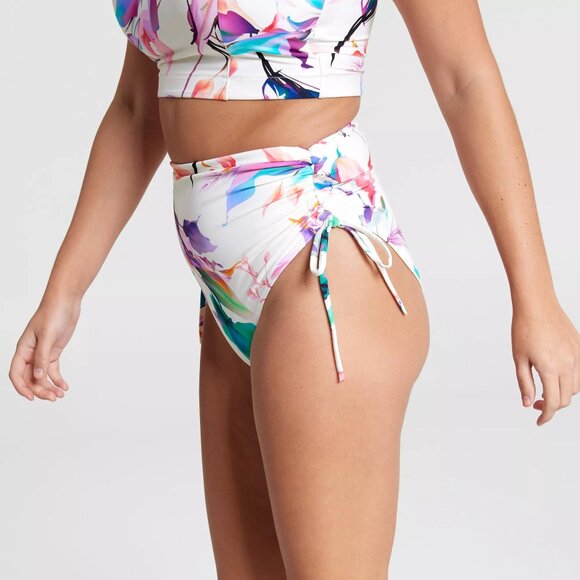 NWT CALIA Women's High Waisted Ruched Side Tie Swim Bottoms - Picture 9 of 12